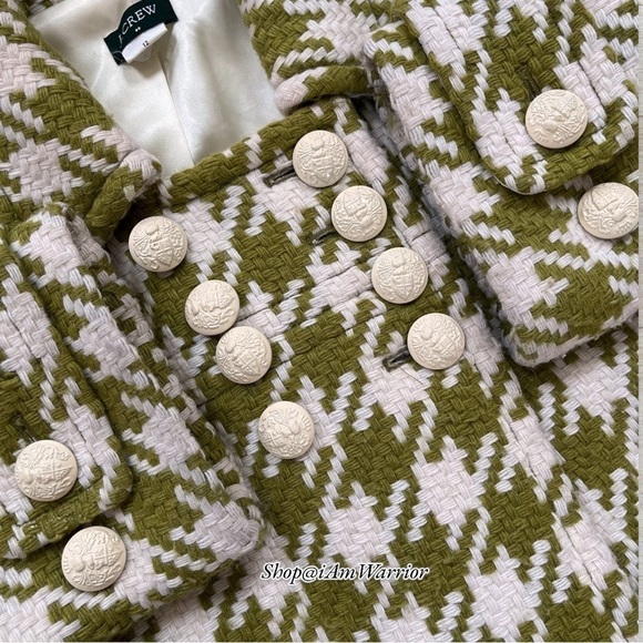 J.Crew rare vintage apple green houndstooth peacoat *shop@iamwarrior - Picture 7 of 9